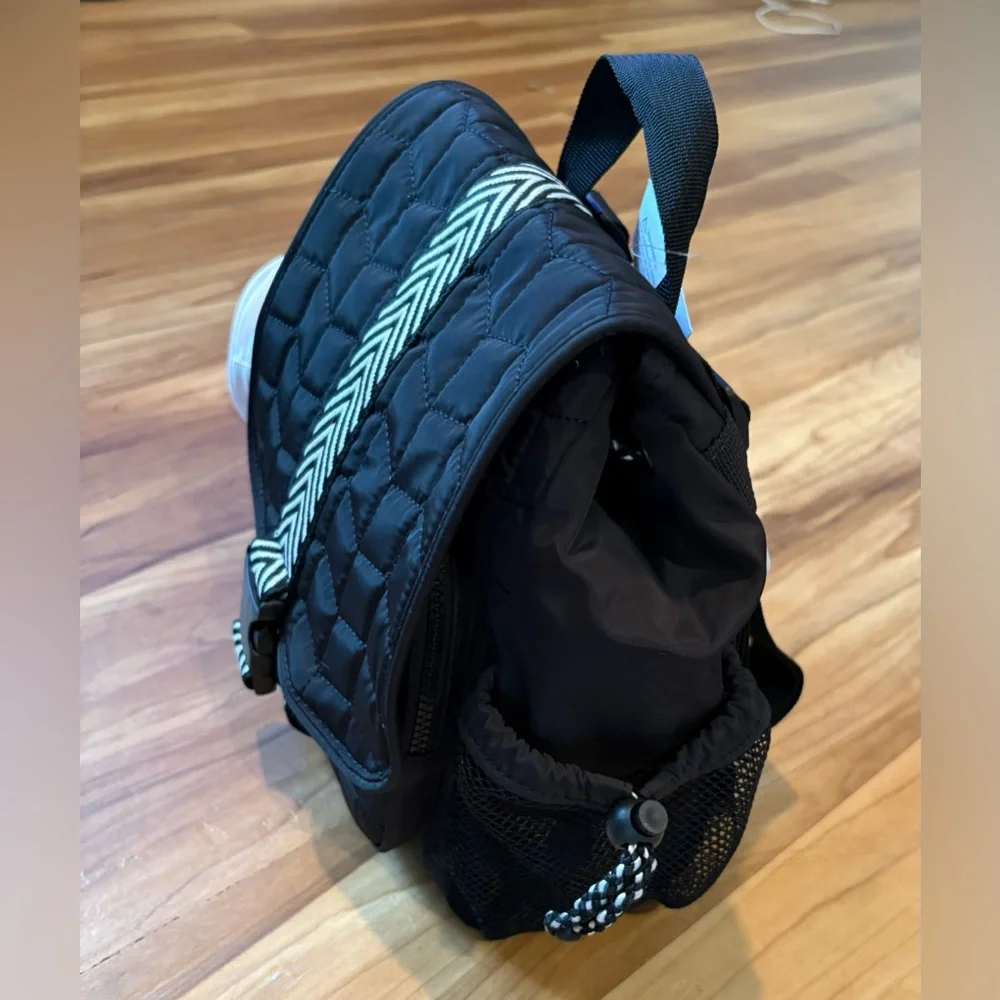 NEW! Black Backpack with White Chevron Strap & Zip Wallet